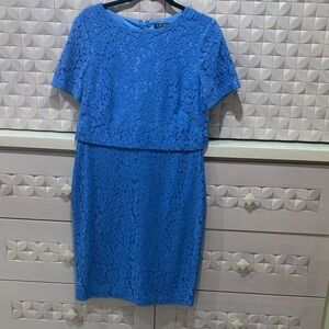 Lauren Ralph Lauren Blue Lace Midi Dress